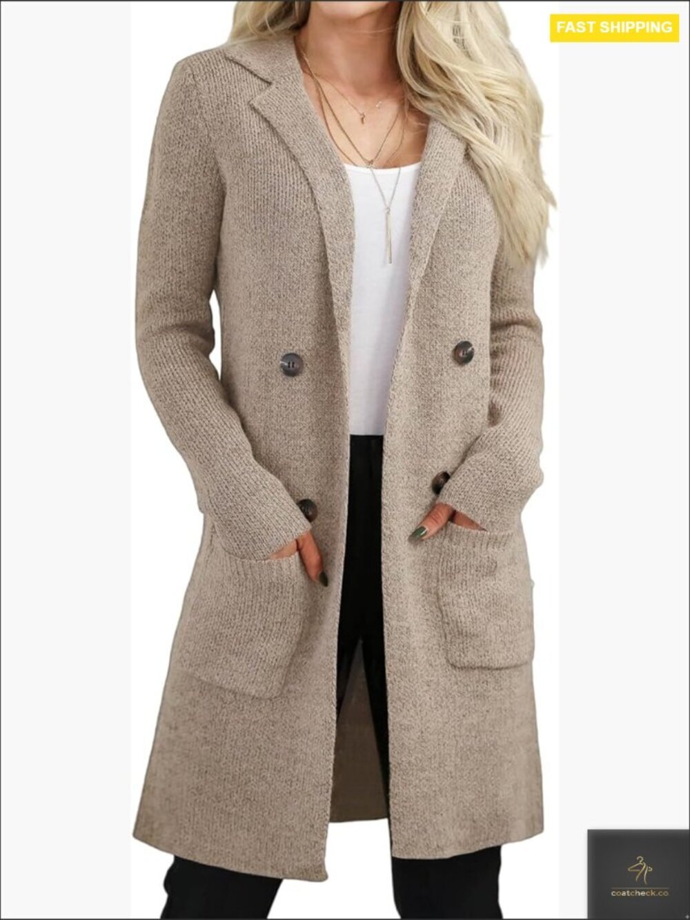 Long Cardigan Sweater Open Front Knit Coatigan with Pockets Dressy Casual